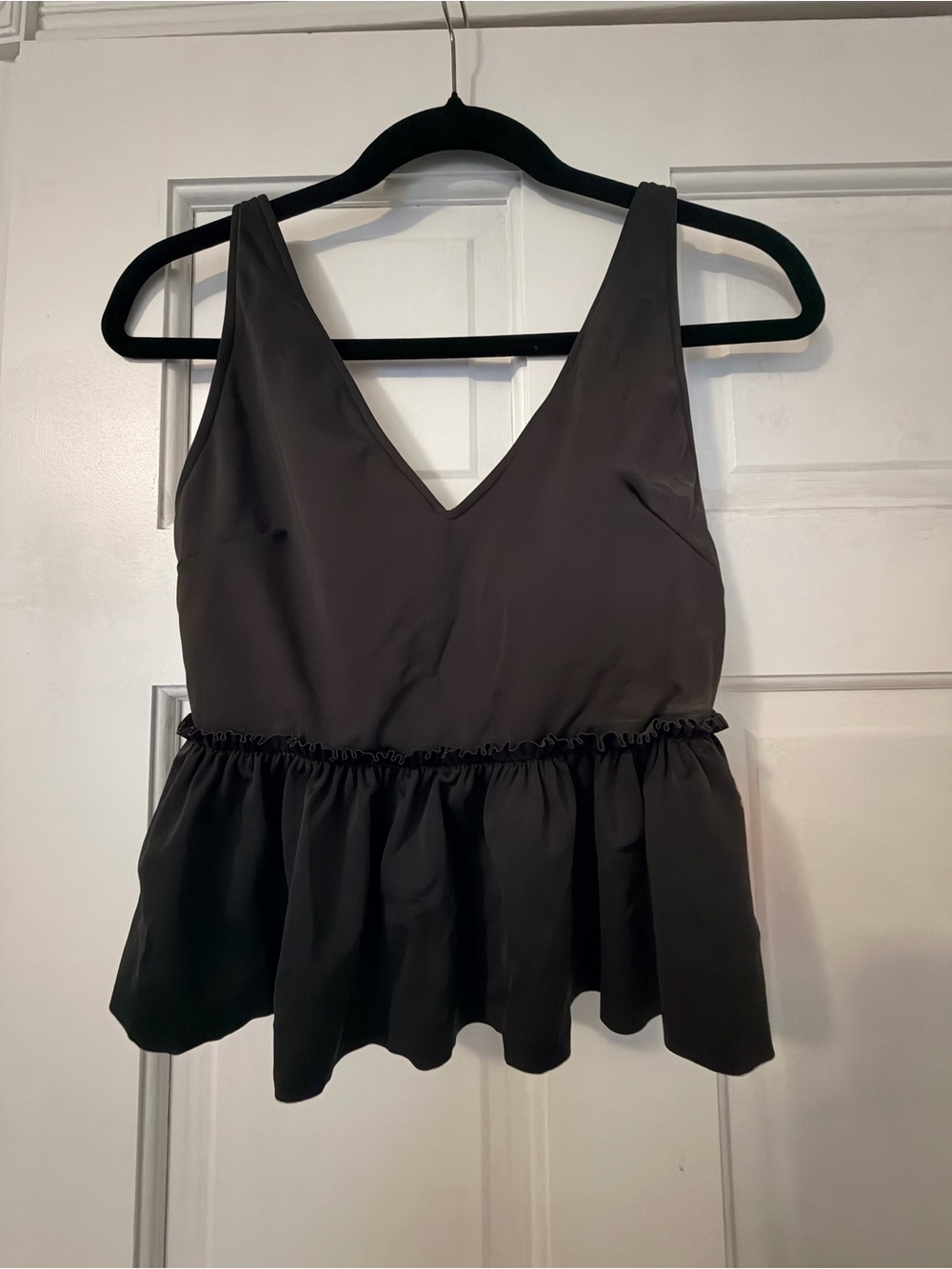 Kortni Jeane Black V-Neck Peplum Swim Camisole